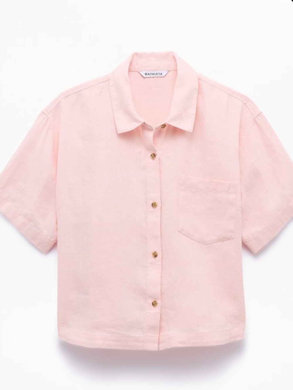 Athleta Retreat Linen short sleeve shirt